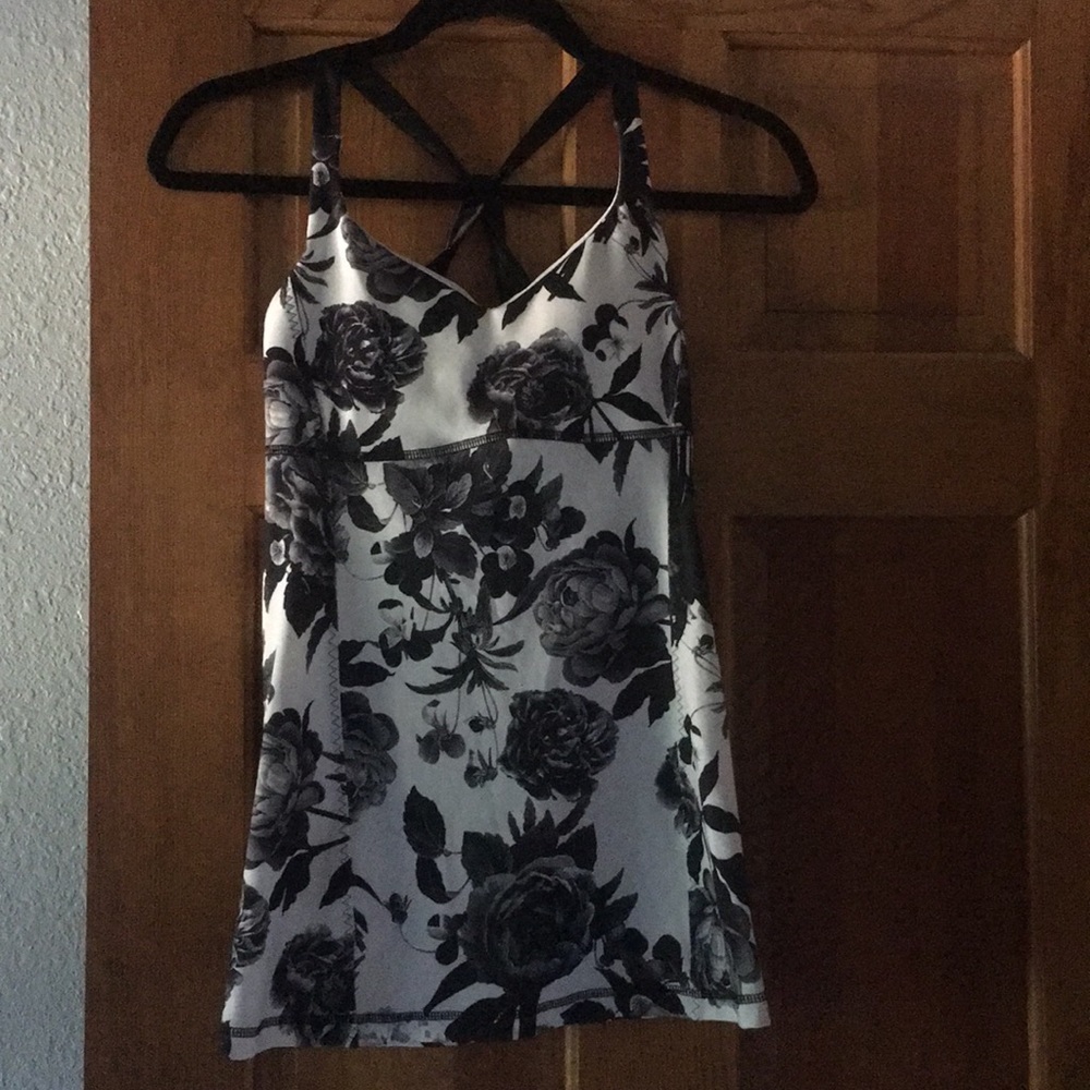 Lululemon Floral Yoga Top with Ribbon Straps